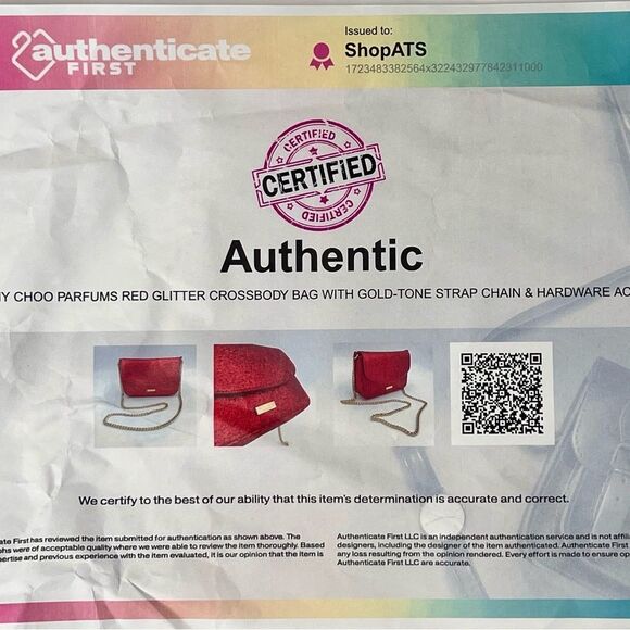Jimmy Choo Parfume‎ Red Glitter Good Chain Clutch Shoulder Handbag COA - Picture 10 of 11
